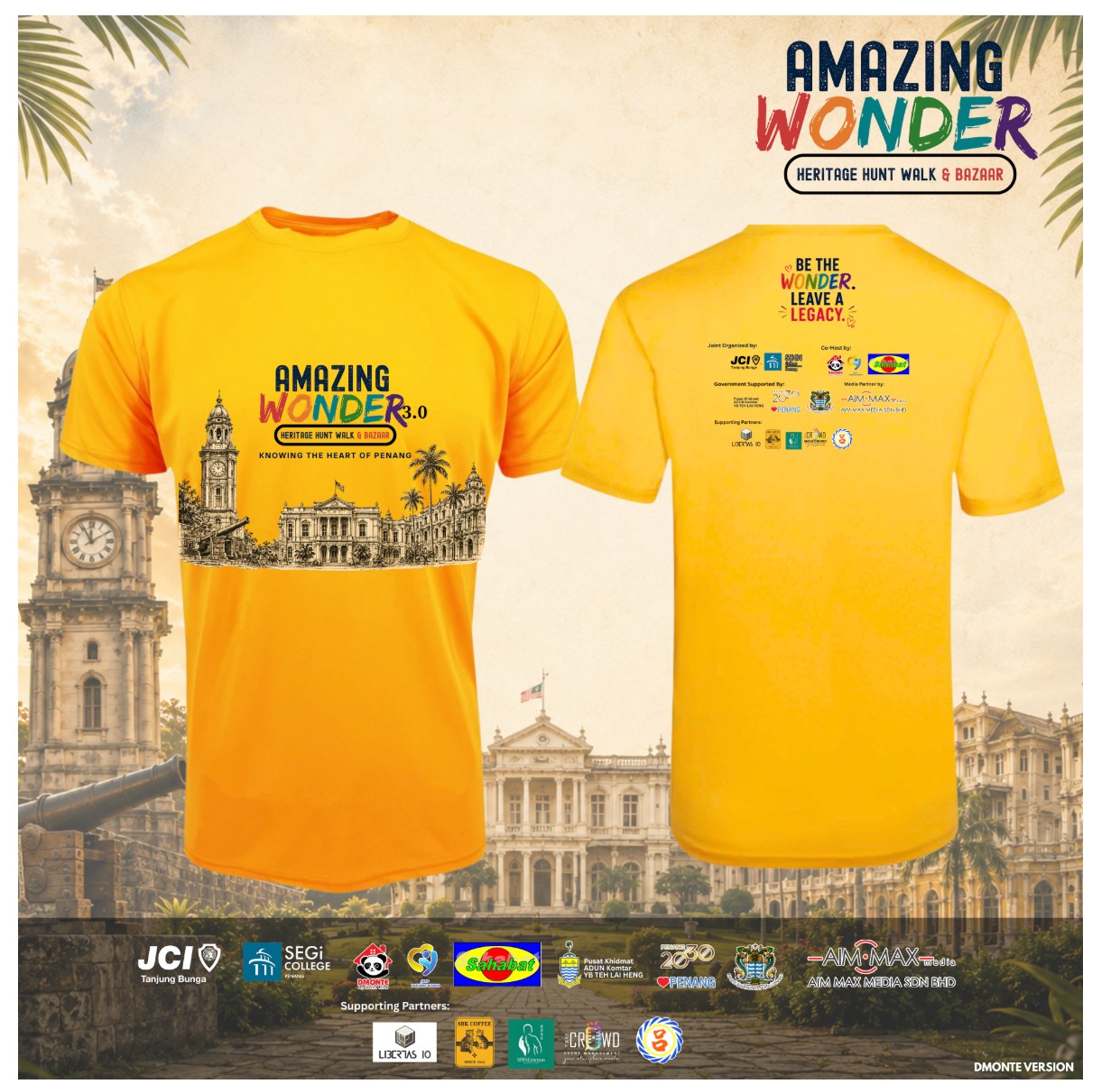 Amazing Wonder 2026 event T-shirt design — front and back